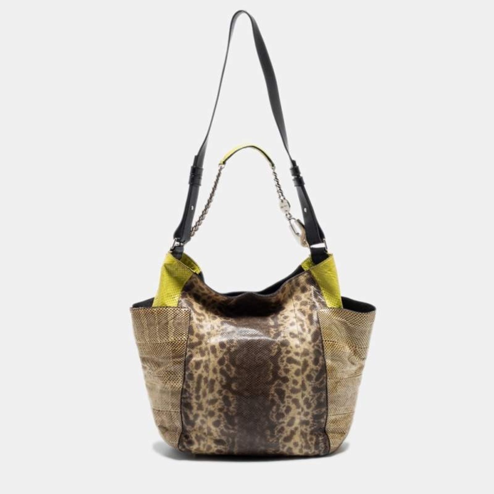Jimmy Choo
Jimmy Choo Beige/Green Karung and Watersnake Anna Shoulder Bag
